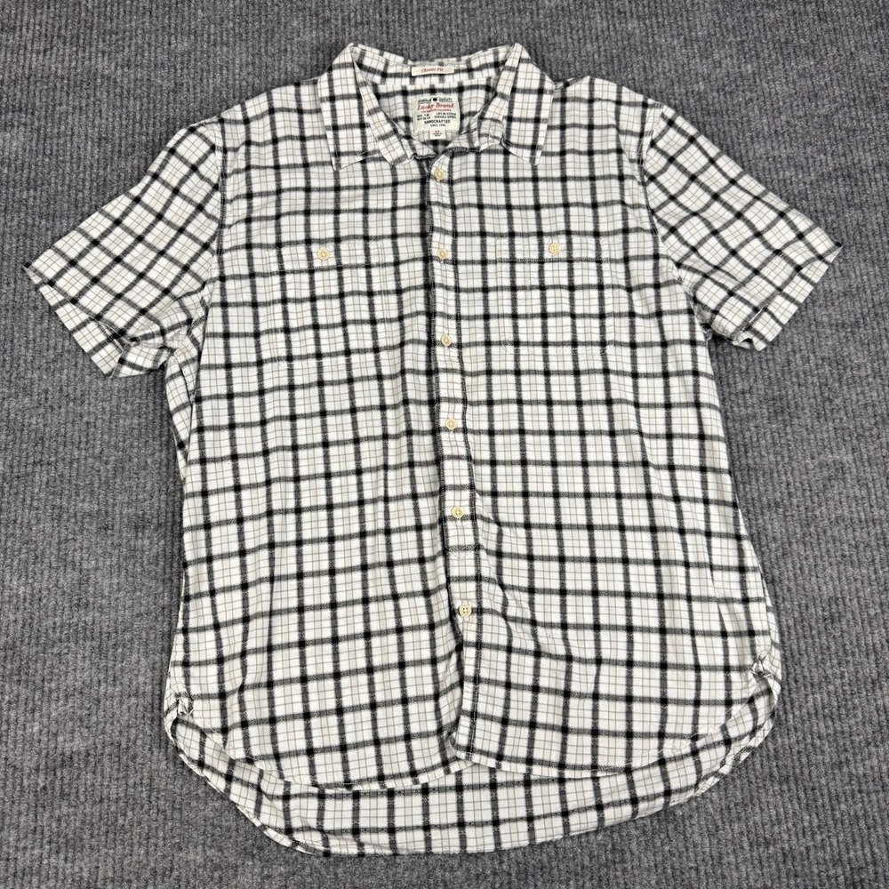 Lucky Brand Button Up Shirt Mens XL Grid Plaid Print Short Sleeve Cotton